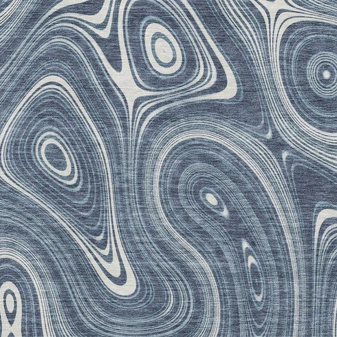 5' X 8' Blue And Ivory Geometric Washable Area Rug With UV Protection