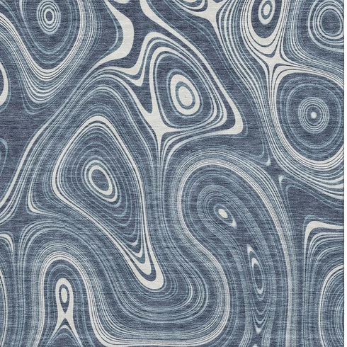 5' X 8' Blue And Ivory Geometric Washable Area Rug With UV Protection