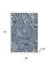 5' X 8' Blue And Ivory Geometric Washable Area Rug With UV Protection