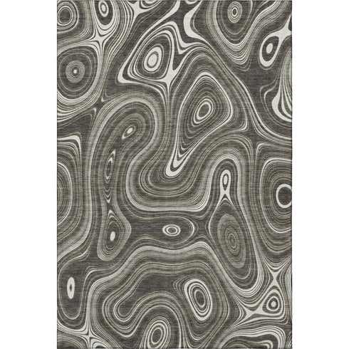 5' X 8' Gray And Silver Geometric Washable Area Rug With UV Protection