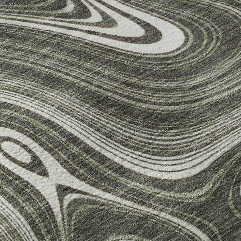 5' X 8' Gray And Silver Geometric Washable Area Rug With UV Protection
