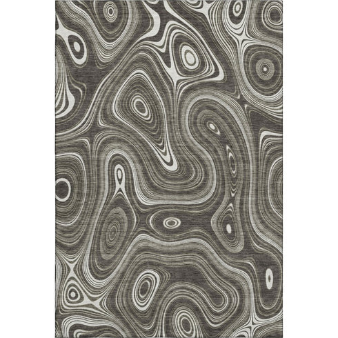 8' X 10' Gray And Silver Geometric Washable Area Rug With UV Protection