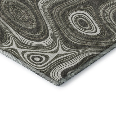 8' X 10' Gray And Silver Geometric Washable Area Rug With UV Protection