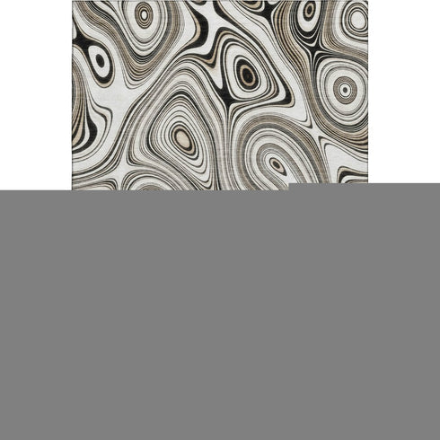 5' X 8' Ivory And Charcoal Geometric Washable Area Rug With UV Protection