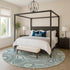 8' Sky Blue And Ivory Geometric Washable Round Rug With UV Protection
