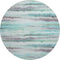 8' Teal And Ivory Striped Washable Round Rug With UV Protection
