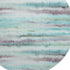 8' Teal And Ivory Striped Washable Round Rug With UV Protection