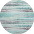 8' Teal And Ivory Striped Washable Round Rug With UV Protection