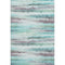 8' X 10' Teal And Ivory Striped Washable Area Rug With UV Protection