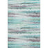 8' X 10' Teal And Ivory Striped Washable Area Rug With UV Protection