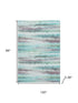 8' X 10' Teal And Ivory Striped Washable Area Rug With UV Protection