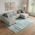 8' X 10' Teal And Ivory Striped Washable Area Rug With UV Protection