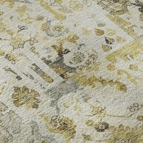 8' X 10' Gold And Ivory Patchwork Washable Area Rug With UV Protection