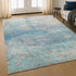 8' X 10' Aqua And Beige Abstract Washable Area Rug With UV Protection