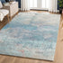 8' X 10' Aqua And Beige Abstract Washable Area Rug With UV Protection