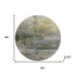 8' Olive Green And Gold Abstract Washable Round Rug With UV Protection