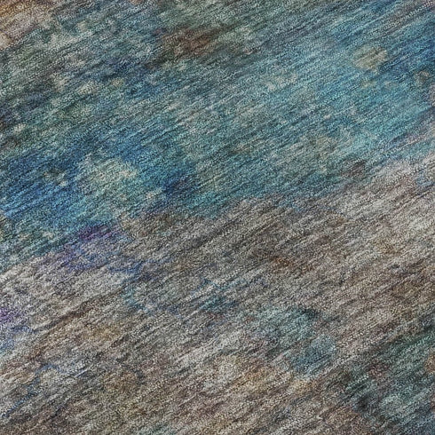 8' X 10' Teal And Beige Abstract Washable Area Rug With UV Protection