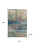 8' X 10' Teal And Beige Abstract Washable Area Rug With UV Protection
