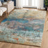 8' X 10' Teal And Beige Abstract Washable Area Rug With UV Protection