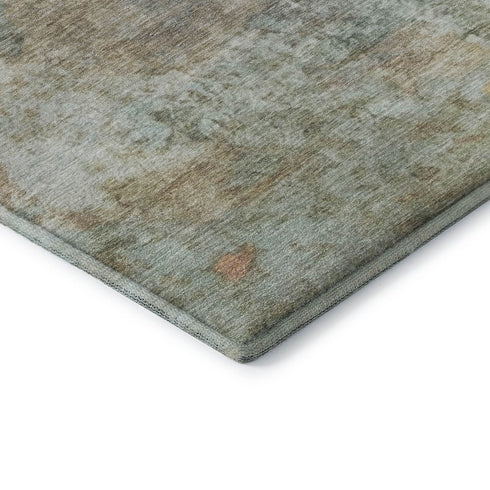 8' Wheat And Beige Abstract Washable Round Rug With UV Protection