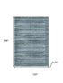 8' X 10' Sage And Blue Striped Washable Area Rug With UV Protection