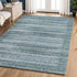 8' X 10' Sage And Blue Striped Washable Area Rug With UV Protection