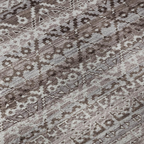 5' X 8' Brown And Beige Striped Washable Area Rug With UV Protection