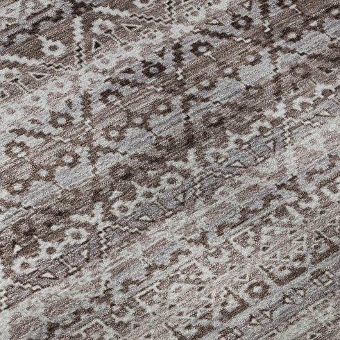 8' X 10' Brown And Beige Striped Washable Area Rug With UV Protection