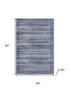 5' X 8' Blue And Charcoal Striped Washable Area Rug With UV Protection