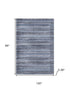8' X 10' Blue And Charcoal Striped Washable Area Rug With UV Protection
