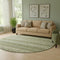 8' Green And Charcoal Striped Washable Round Rug With UV Protection
