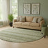 8' Green And Charcoal Striped Washable Round Rug With UV Protection