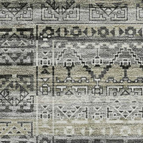 5' X 8' Pewter And Charcoal Striped Washable Area Rug With UV Protection