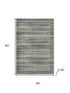 5' X 8' Pewter And Charcoal Striped Washable Area Rug With UV Protection