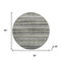 8' Pewter And Charcoal Striped Washable Round Rug With UV Protection