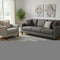 8' Pewter And Charcoal Striped Washable Round Rug With UV Protection