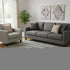 8' Pewter And Charcoal Striped Washable Round Rug With UV Protection