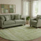 8' Sage And Beige Striped Washable Round Rug With UV Protection