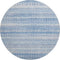 8' Sky Blue And Ivory Striped Washable Round Rug With UV Protection