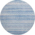 8' Sky Blue And Ivory Striped Washable Round Rug With UV Protection