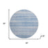 8' Sky Blue And Ivory Striped Washable Round Rug With UV Protection