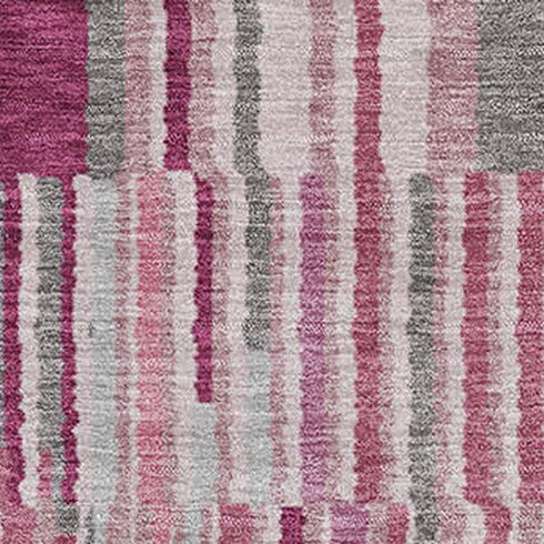 5' X 8' Blush And Silver Striped Washable Area Rug With UV Protection