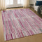 9' X 12' Blush And Silver Striped Washable Area Rug With UV Protection