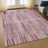9' X 12' Blush And Silver Striped Washable Area Rug With UV Protection