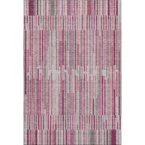 9' X 12' Blush And Silver Striped Washable Area Rug With UV Protection