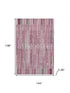 9' X 12' Blush And Silver Striped Washable Area Rug With UV Protection