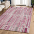 9' X 12' Blush And Silver Striped Washable Area Rug With UV Protection