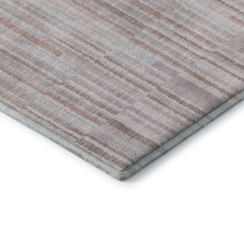 8' X 10' Coral And Beige Striped Washable Area Rug With UV Protection
