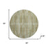 8' Khaki And Beige Striped Washable Round Rug With UV Protection