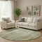 8' Khaki And Beige Striped Washable Round Rug With UV Protection